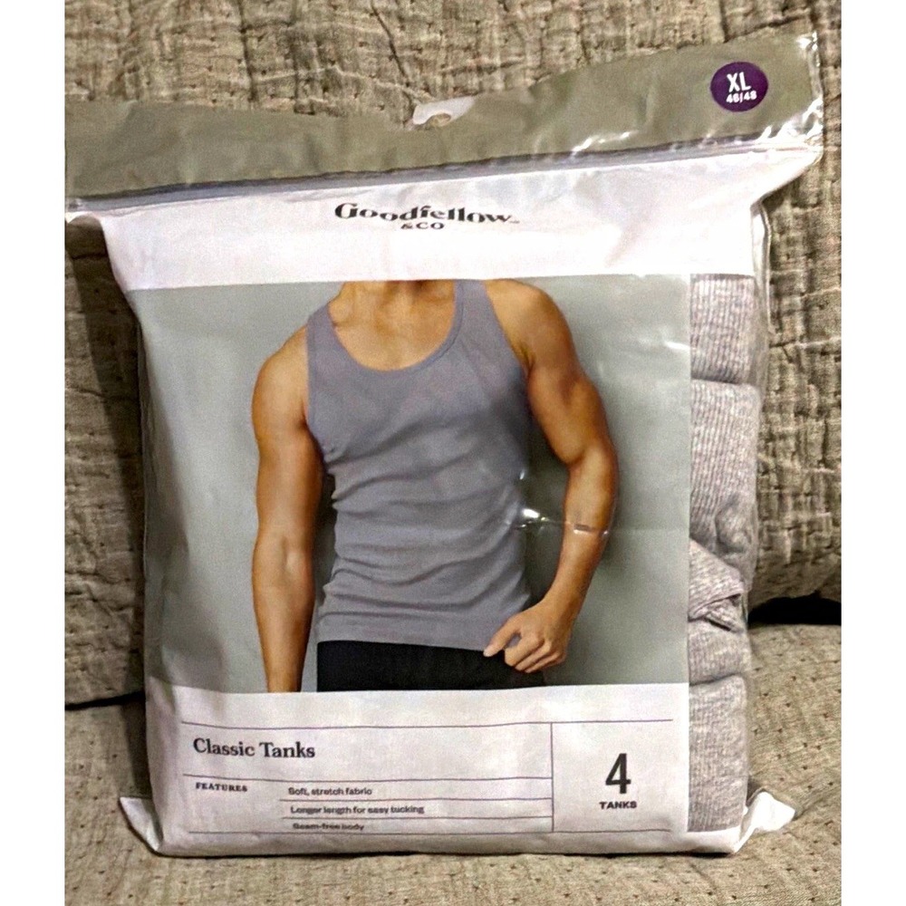 Goodfellow & Co Classic Tanks Men's Undershirt Tank Tops 4-Pack Gray - XL